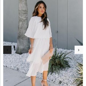 TIERED MIDI CAPE DRESS